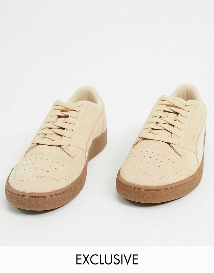 Puma Ralph Sampson suede gum sole sneakers in tan exclusive to ASOS